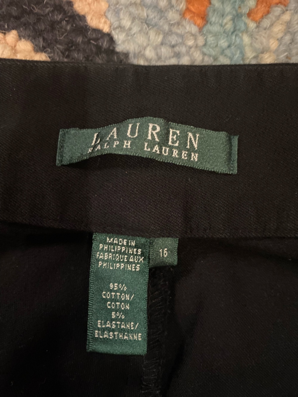 Lauren Ralph Lauren Women's Capri Pants Black Cotton Belt Zip Pockets 16 - Picture 5 of 7